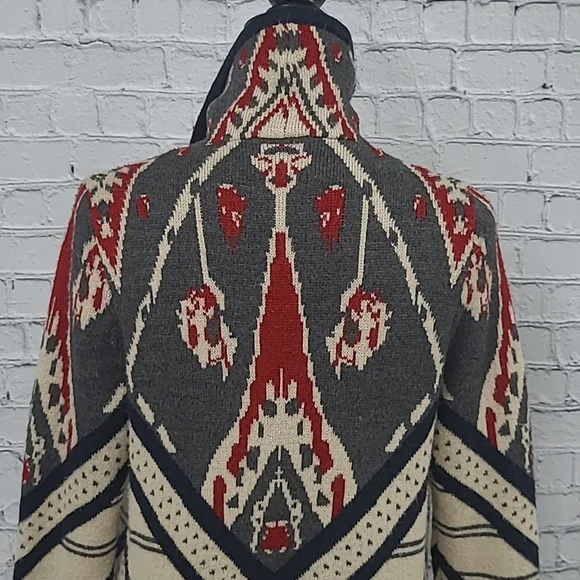 St. Johns Bay Ruffle front cardigan Sweater Aztec style print - Picture 6 of 12